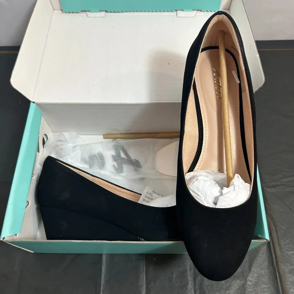 Ankus black nubuck‎ wedges size 9 - worn once